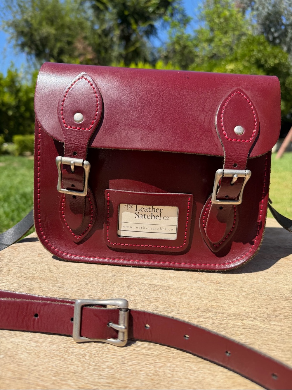 The Leather Satchel Co British Made Burgundy Leather Crossbody Satchel